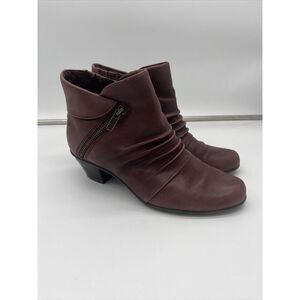 Earth‎ Pegasus Ankle Boot Women's 7B Merlot Red Leather Comfort Side Zip